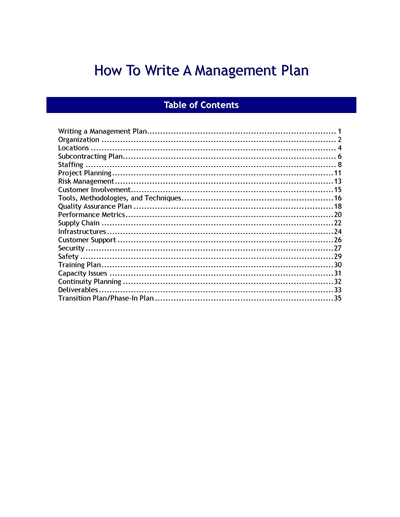 How to write a management plan