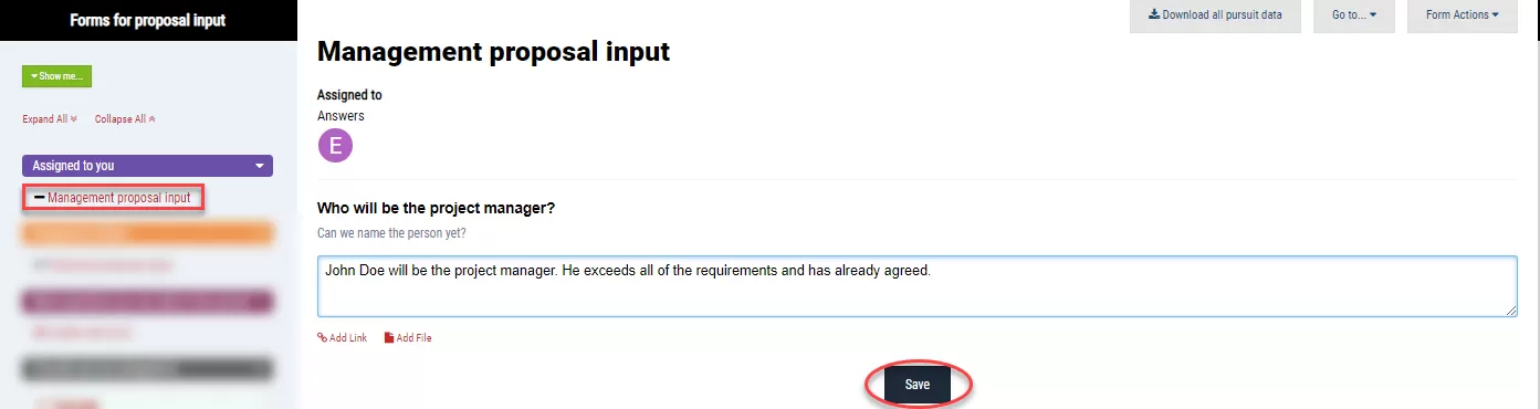 Using Proposal Input Forms