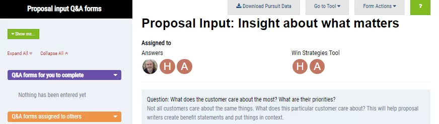 Things you can try in the Proposal Input Tool